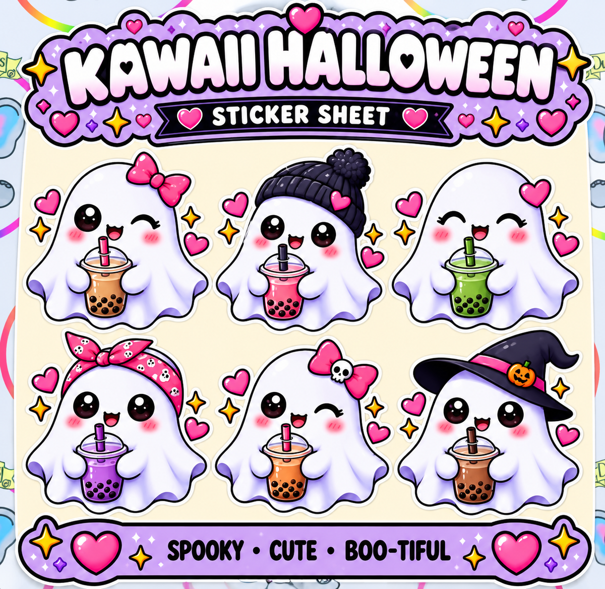 Kawaii Ghost Sticker Sheets