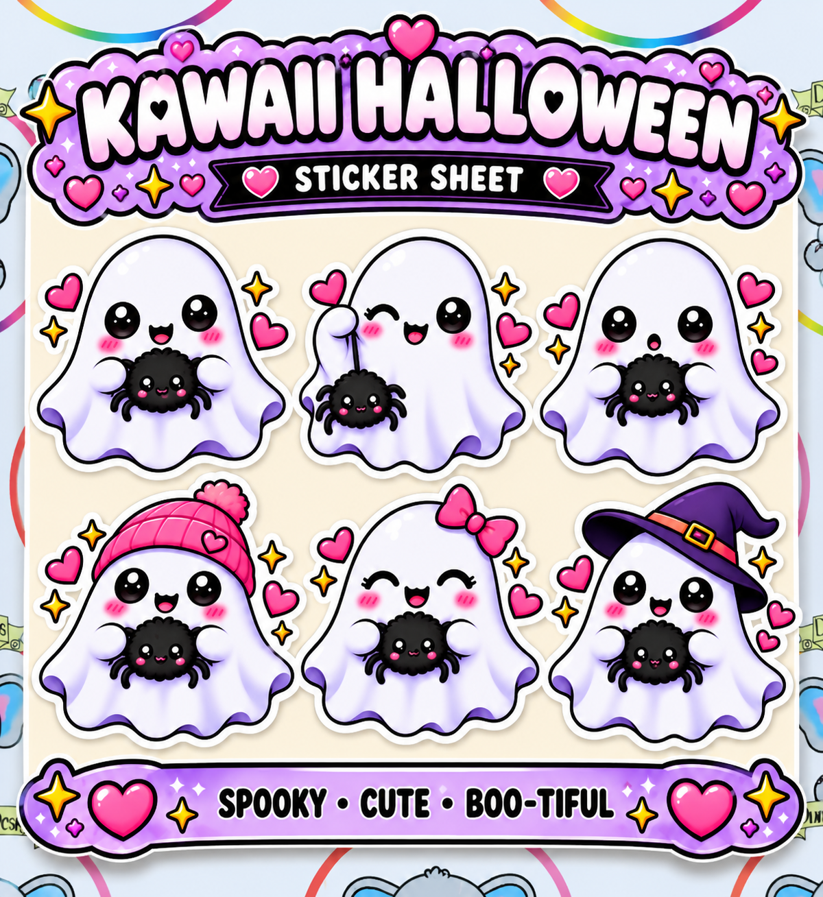 Kawaii Ghost Sticker Sheets