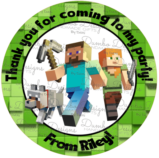 Block Themed Party Stickers