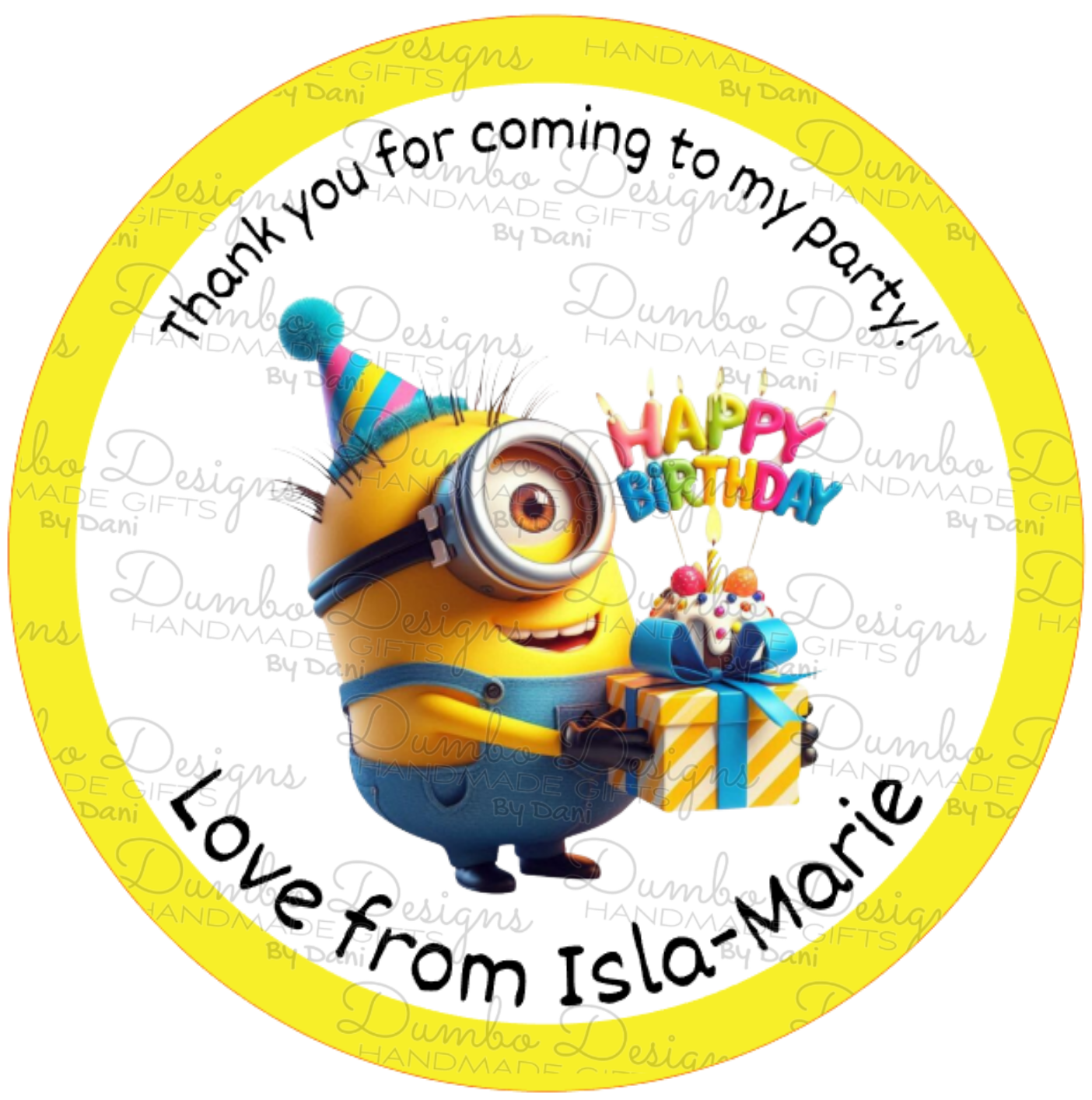 Yellow Fellas Themed Party Stickers