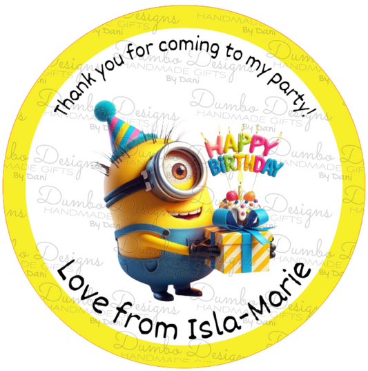 Yellow Fellas Themed Party Stickers