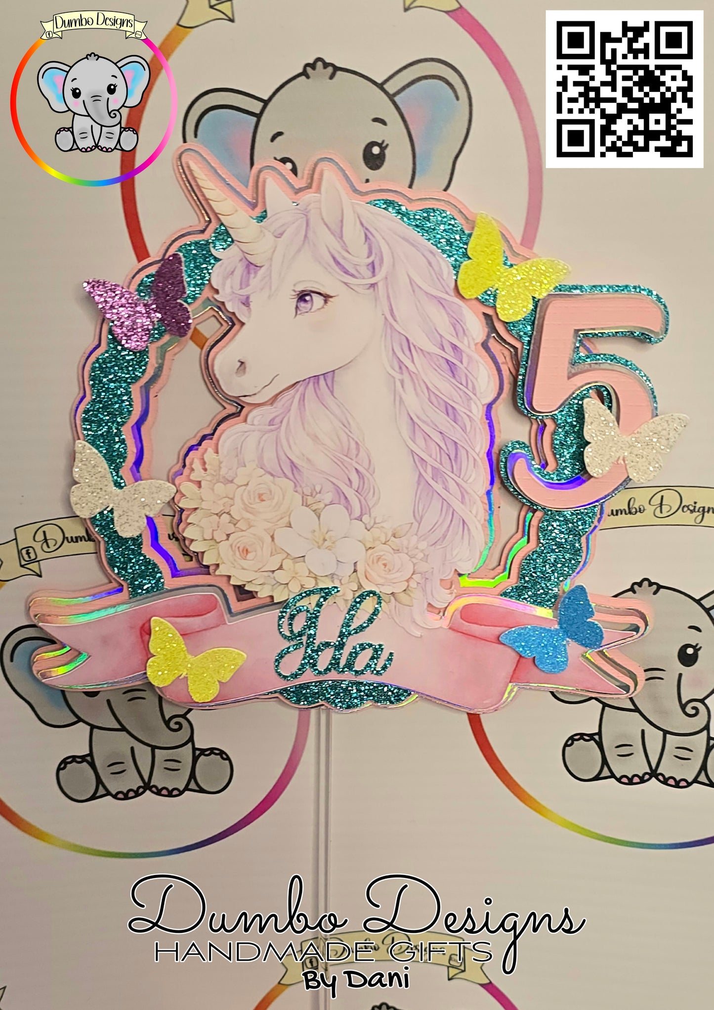 Glittery Unicorn Cake Topper