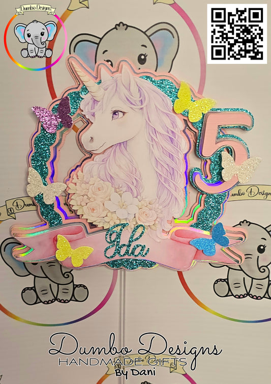 Glittery Unicorn Cake Topper