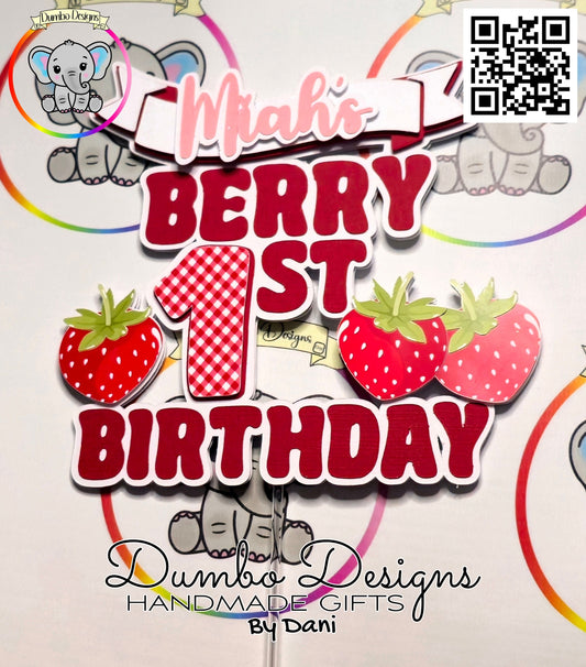 Berry 1st Birthday Cake Topper