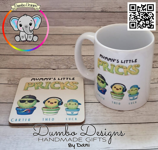 Mummy's Little Pricks Mug & Coaster Gift Box Set